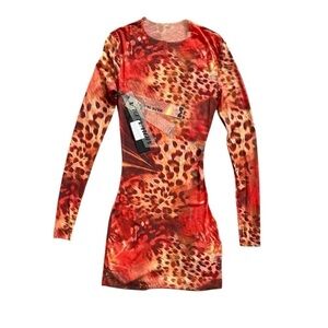 Mowalola Orange Skin Mesh Dress